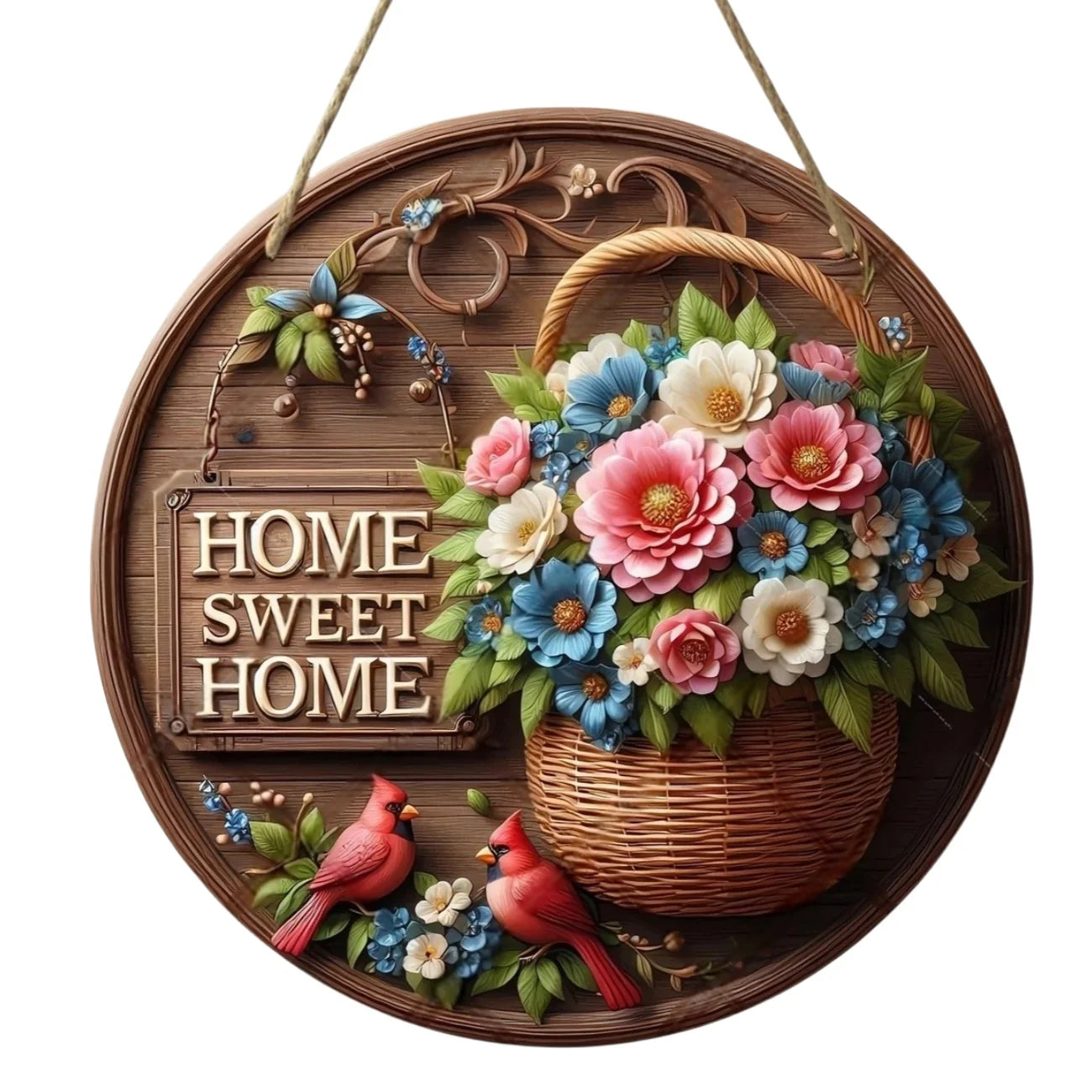 Vintage Home Is A Sweet Circular Wooden Sign Hanging, Suitable for Home, Living Room, Garden, Room, Porch Decoration, Gifts