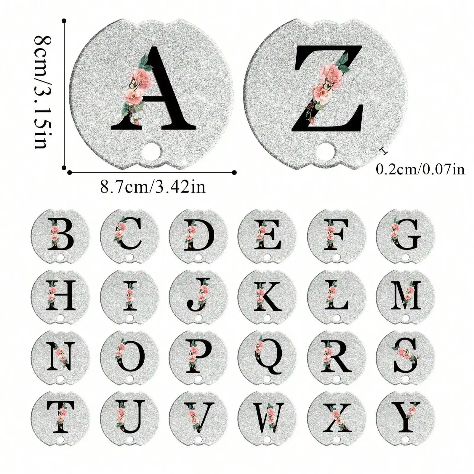Tumblers Name Plates for Stanley Tumblers 40 oz Cup Lid H2.0,Cup Lid Topper Round Acrylic Name ID Plate Glitter silvery ﻿