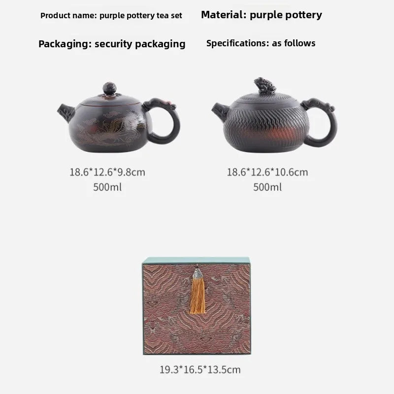 Household Xishi Pot Purple Pottery Pot Kung Fu Tea Set Large-capacity Purple Clay Pot Handmade Jumping Knife Craft