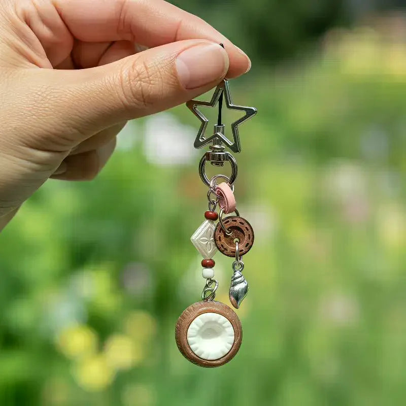 Beaded Coconut Bag Charm for Purses Handbags Bag Accessories Fashion Charms Car Keyrings Gift for Womens Girls