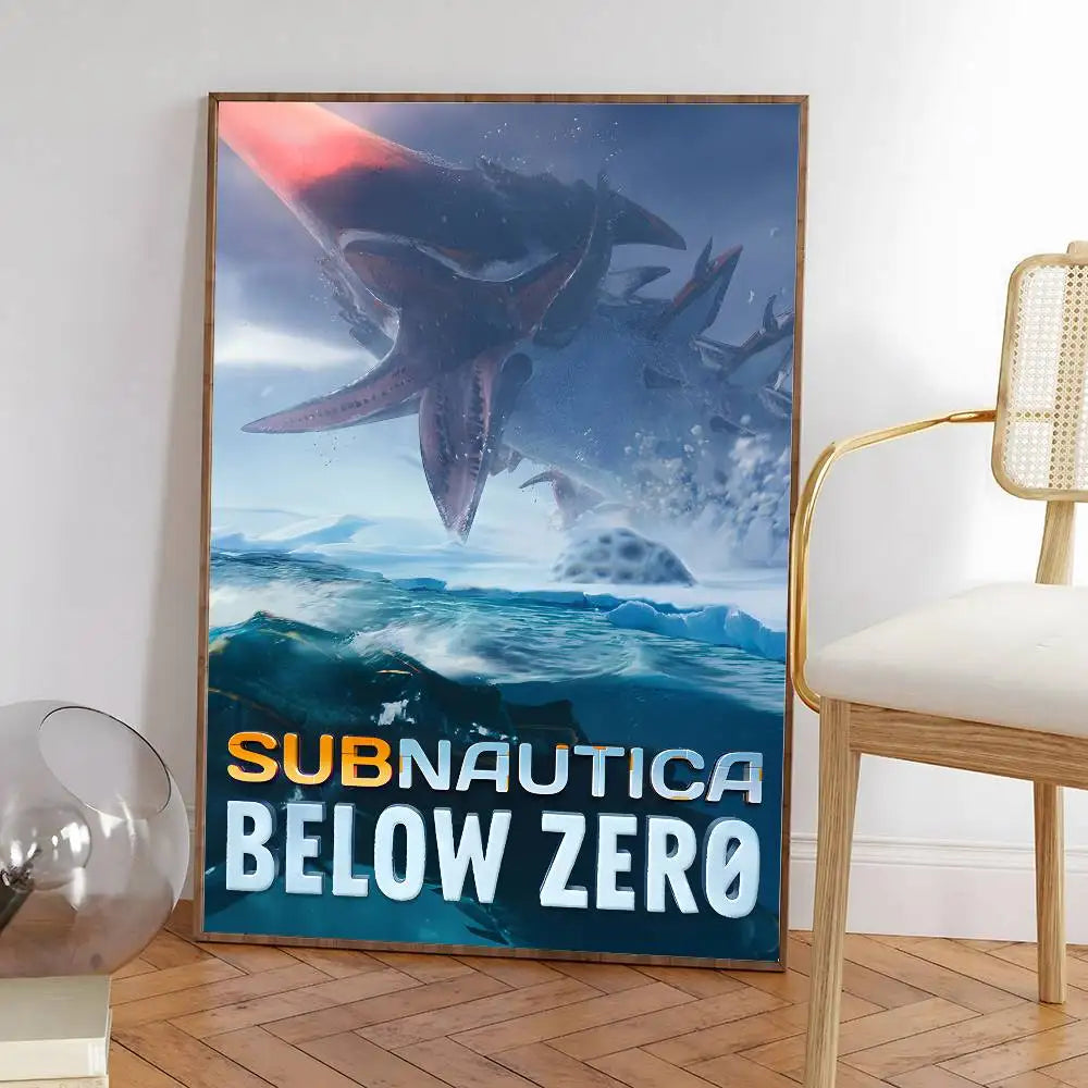 Anime Subnautica Poster HD Home Decor Sticky Wall Waterproof Home Living Room Bar Aesthetic Decor