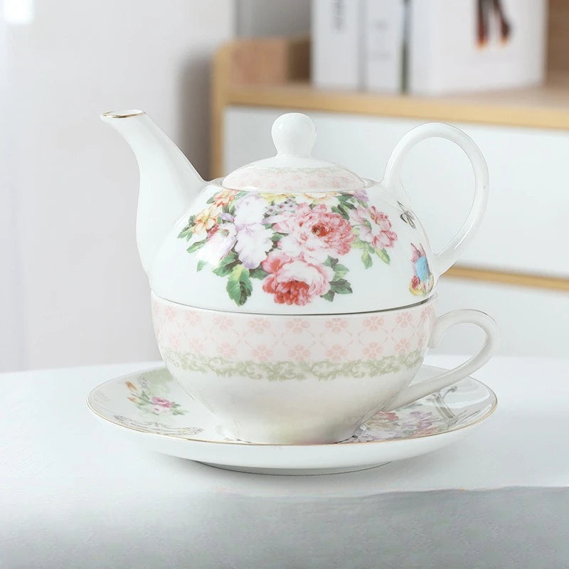 English Afternoon Tea Set, Single Person Mother-Daughter Teapot with Filter, Creative Floral Ceramic Tea Ware