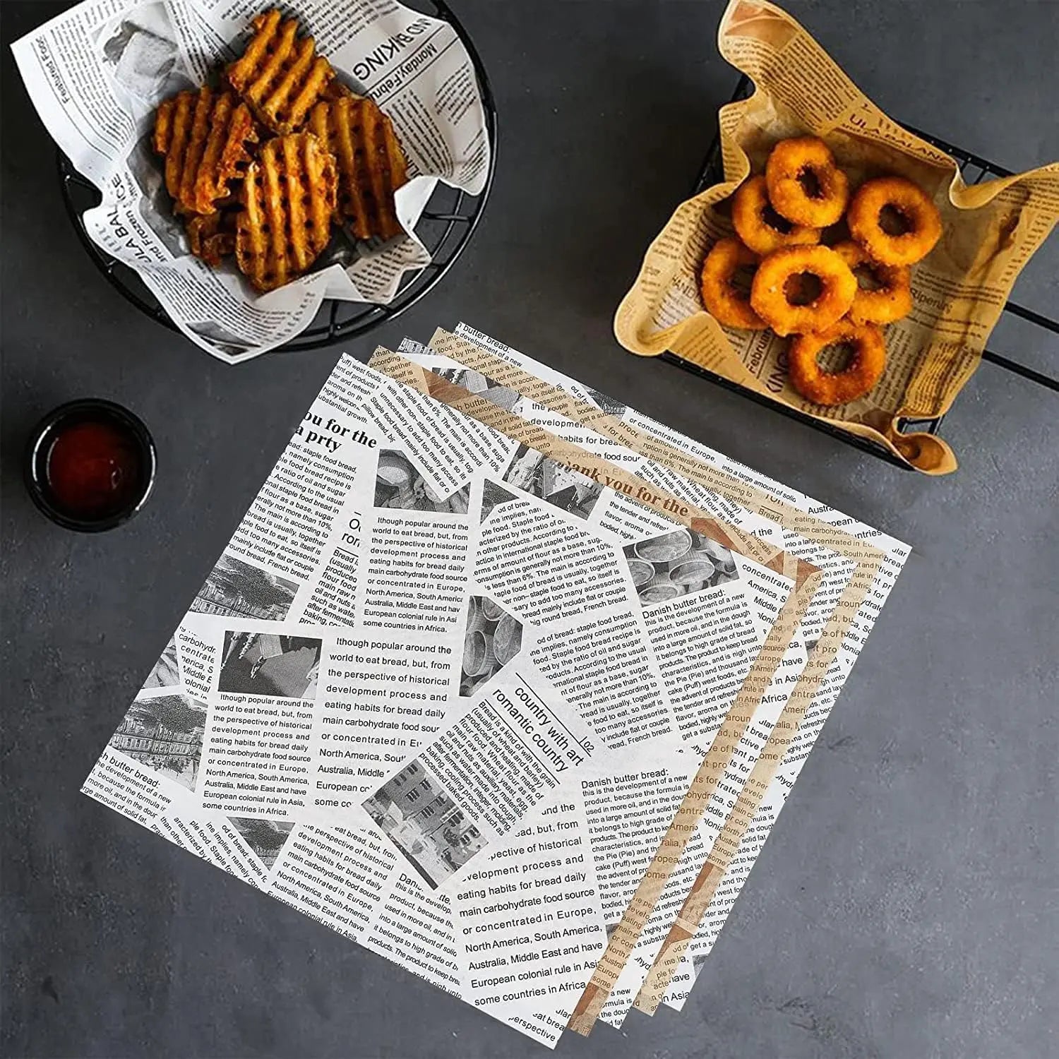Wax Paper Sheets Grease Resistant Tray Basket Liners Newsprint Paper Water and Grease Proof Sandwich Wrapping Paper for Food