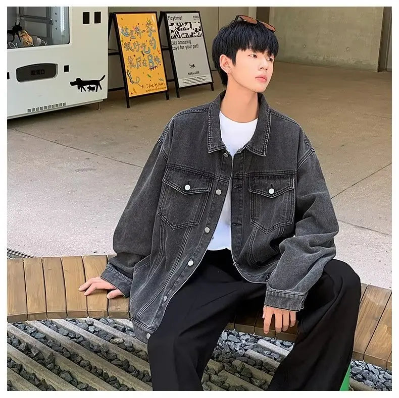 Denim Jackets for Men Baggy Vintage Personality Safari Style Trendy Urban Street Style Handsome Pockets Outwear American  Hombre