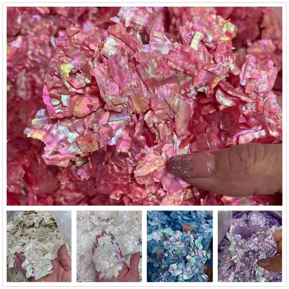 1 Bag Natural Abalone Seashell Nail Charms Gradient Ultra-thin Irregular Abalone Slices Nail Art Shell Design Fragment Flake #5g