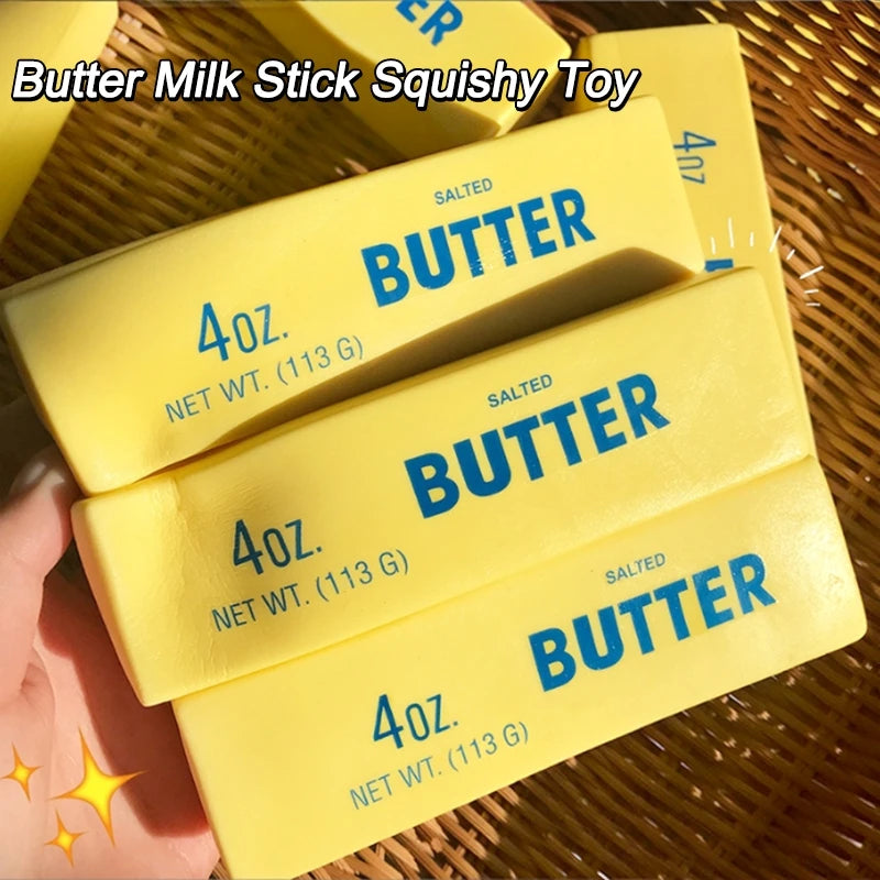 Squishy Butter Stick Simulation Cheese Squishy Decompression Decorations Squeeze Fidget Toys Anti Stress Desk Accessories
