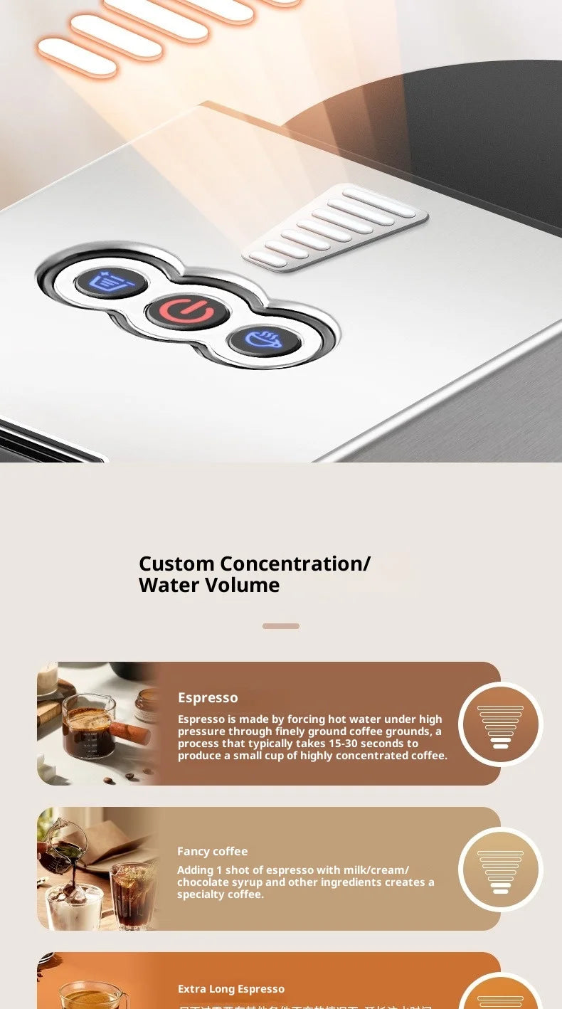 3 in 1 Multifunction Espresso Machine  Nespresso Capsule Coffee Machine Maker for Home Use
