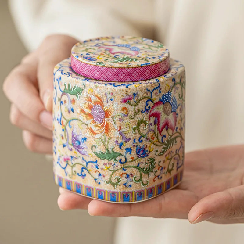Enamel Ceramic Tea Jar Tea Box Sealed Moisture-proof Jar Teas Container Teas Storage Jar Candy Jars Creative Storage Jars