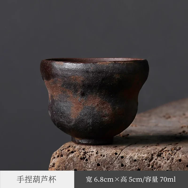 Japanese Wabi Sabi Style Rough Pottery Handmade Tea Cup Creative Retro Tea Cup Pu Erh Tea Cup