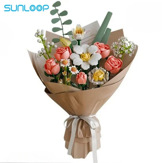 Big Flowers Bouquet Building Blocks Set Flowers Models Home Decor Botanical Collection Bricks Toys for Adults Mother's Day
