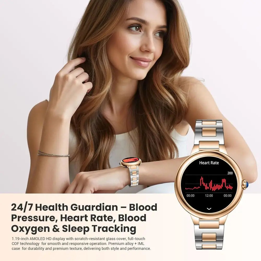 SOUYIE 2026 Luxury Smart Watch or Women, 1.19" AMOLED Display, DA GPT Smartwatch, Heart Rate, Sleep Monitor, 107 Sports es itn,