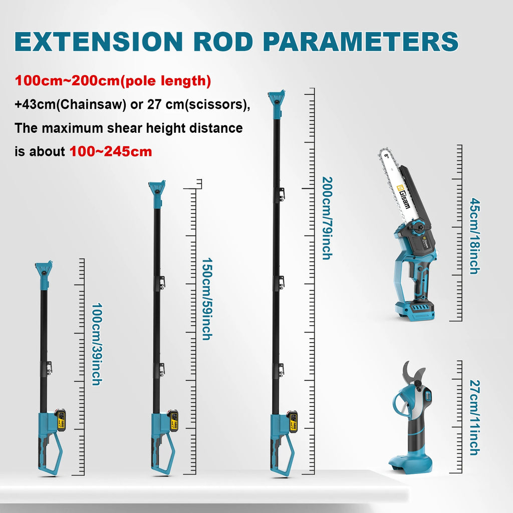 Gisam 4 IN 1 Brushless Telescoping Pole Electric Chainsaw High Branch Scissor Gardening Power Tool For Makita 18V Batter Pins