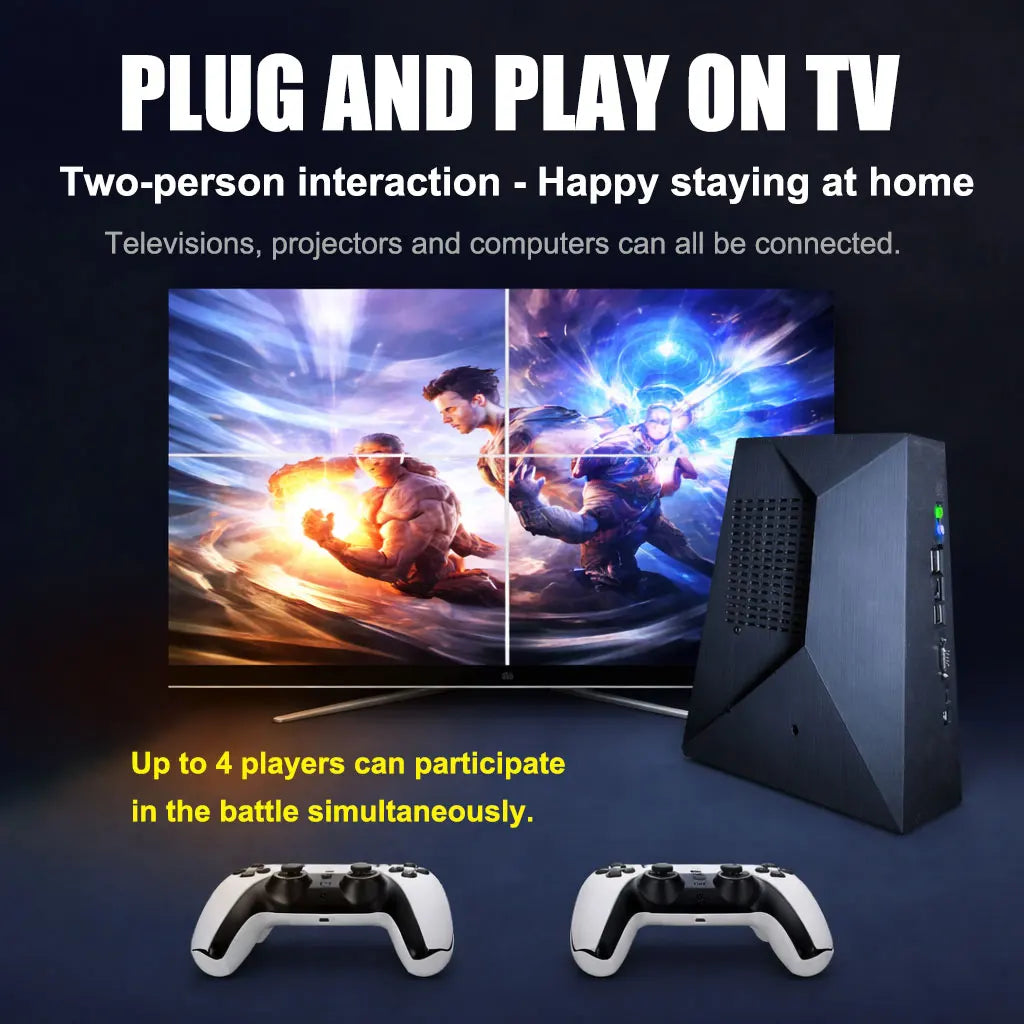 70000 Games G5 Pro 4K HD Game Console 60 Emulators for PSP N64 NGC PS2 Plug on TV Wireless Controller Home TV 4Players Kids Gift