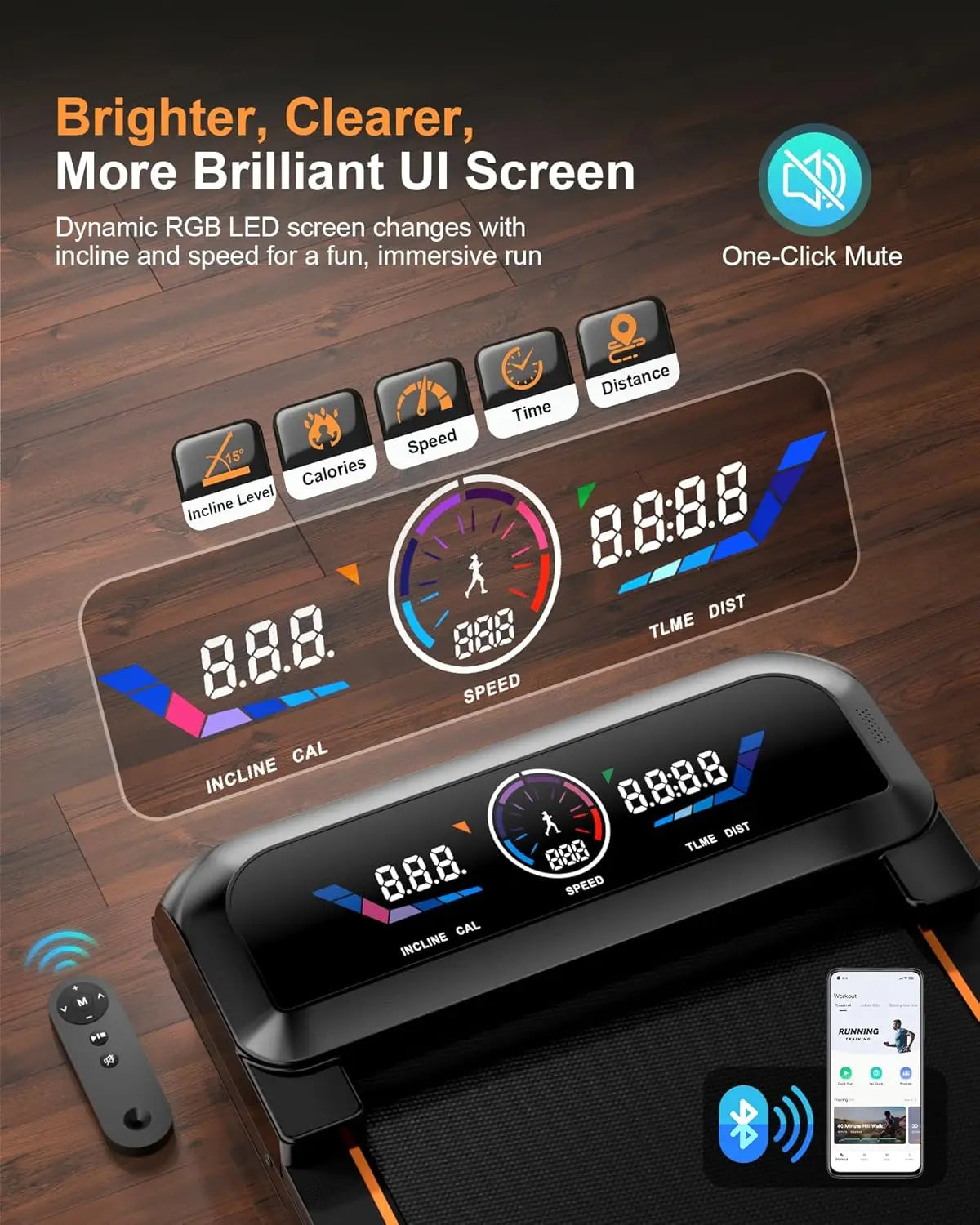 3.5HP Walking Pad Treadmill with 17% Auto Incline 12-Level,450 lbs RGB UI Screen,3 in 1 Under Desk Treadmill with Auto Incline