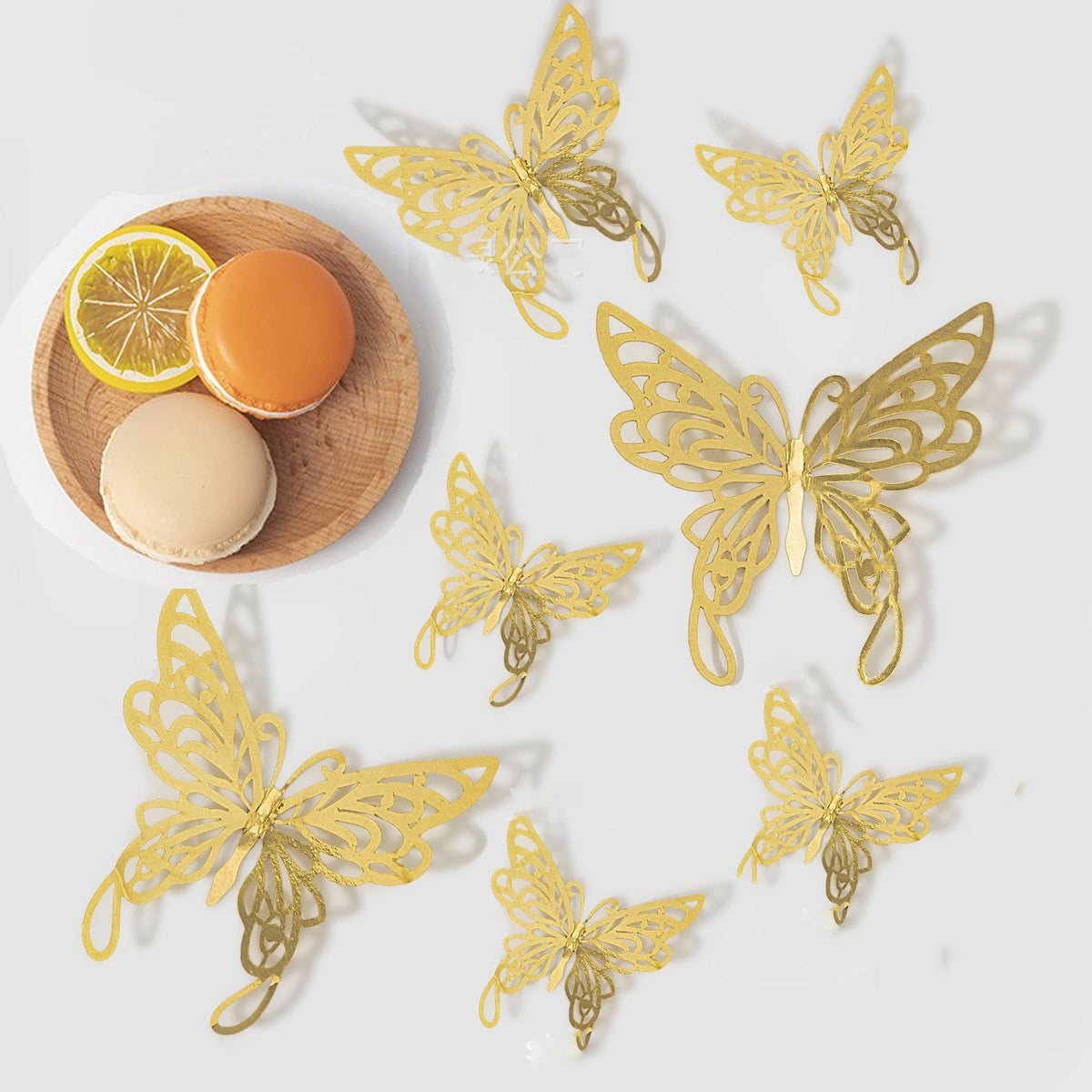 48pcs 3D Butterfly Wall Decor 4 Styles 3 Sizes, Gold Butterfly Decorations for Butterfly Birthday Party Cake Room Decorations