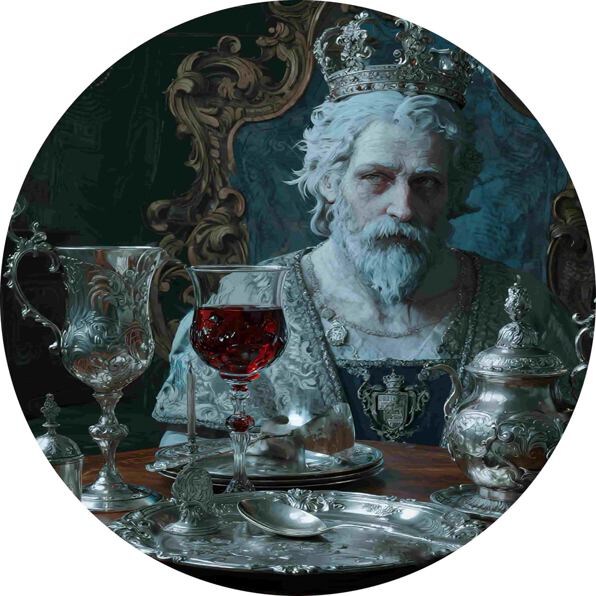2D Round Vintage Old King Metal Tin Sign - Royal Banquet Aluminum Wall Art Poster for Bar, Pub & Home Decor
