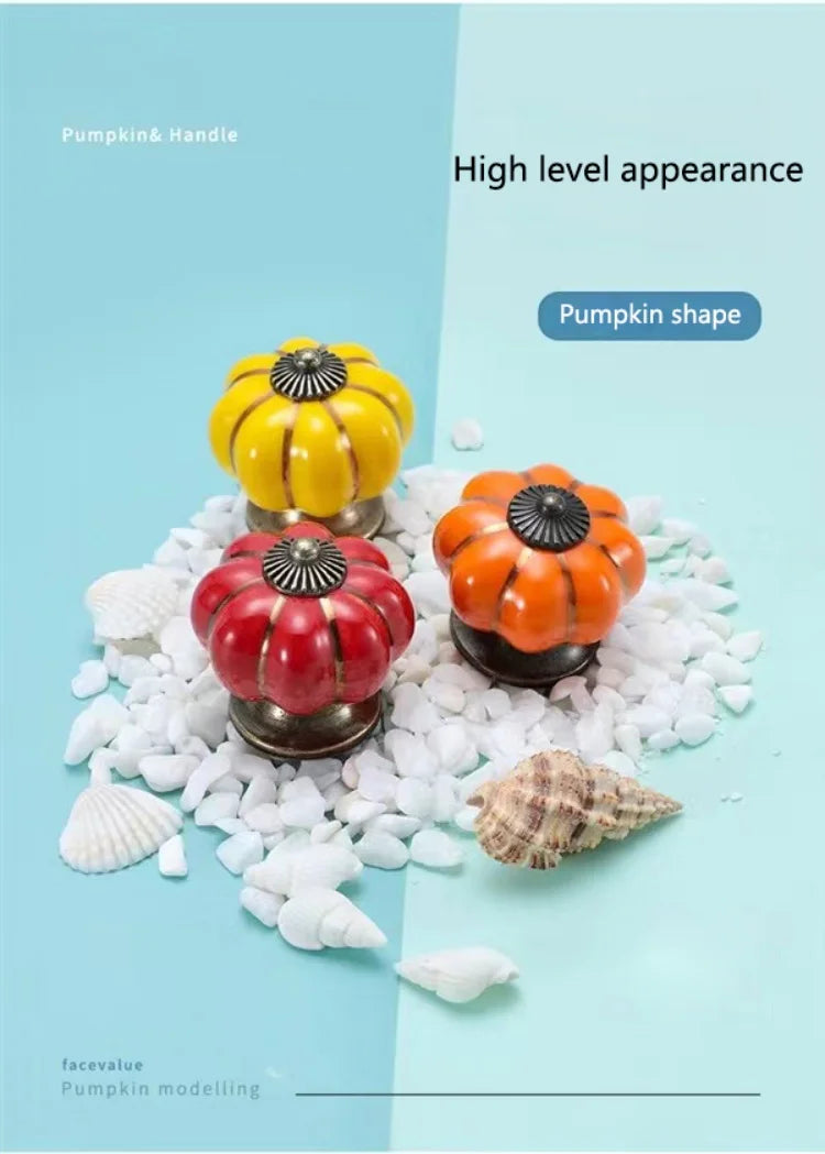 Vintage Ceramic Pumpkin Drawer Knobs Furniture Door Handles Kitchen Cabinet Pulls Closet Wardrobes Handles Accessories