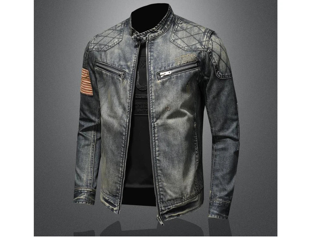 Autumn Men's Denim Jackets Fashion Men Retro Streetwear Zipper Cowboy Coats Men Vintage Windbreaker Biker Jean Jackets Clothing