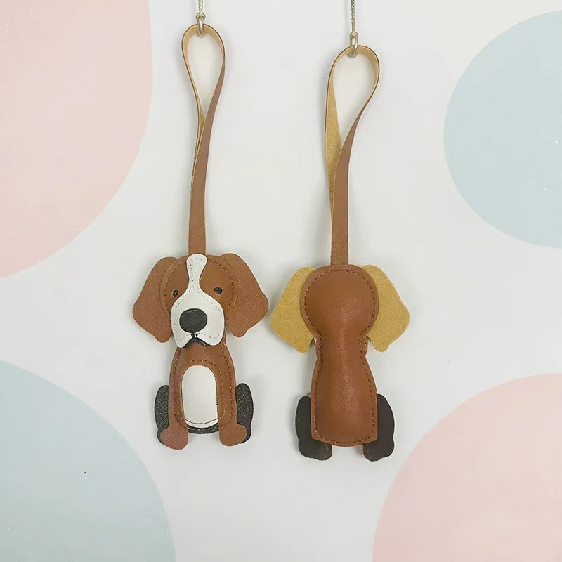 [HS][HS]1Pc New Cute Bichon Frise Labrador Retriever Dog Charms Cute DIY Lanyard Leather Dog Bag Charms