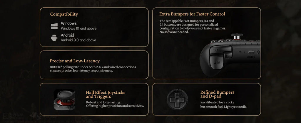 8BitDo Ultimate 2C Wireless Game Controller Wired Gamepad Black Myth WuKong with Hall Effect Joystick for Windows 10/11 Android