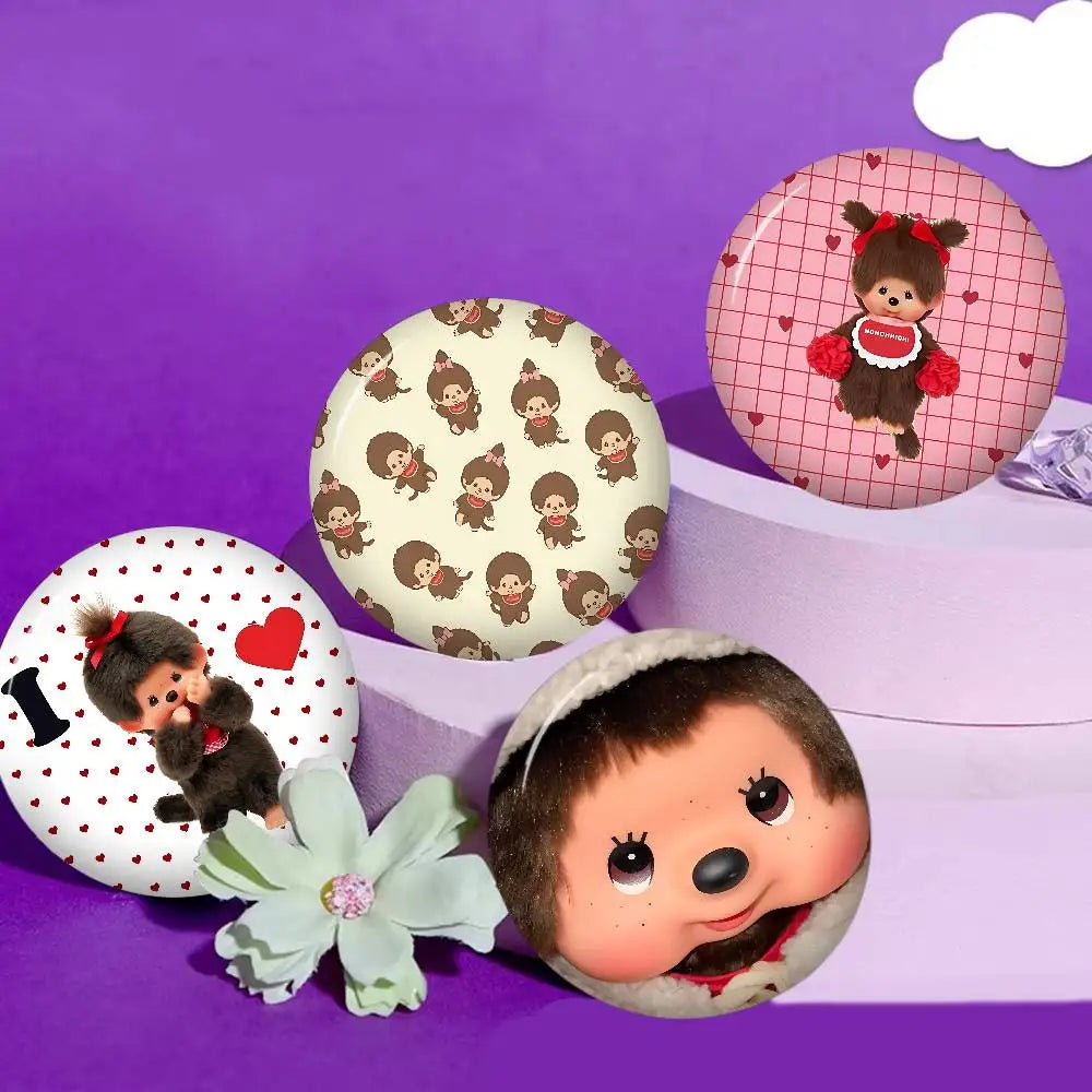 M-Monchhichi Cute Anime Brooches Cute Cartoon  Badge Jacket Jeans Lapel Pin Gift Accessorie