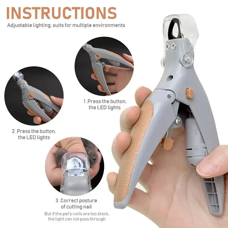 LED Pet Nail Scissors for Dogs & Cats – Professional Toenail Clipper Tool, Sharp Cutter