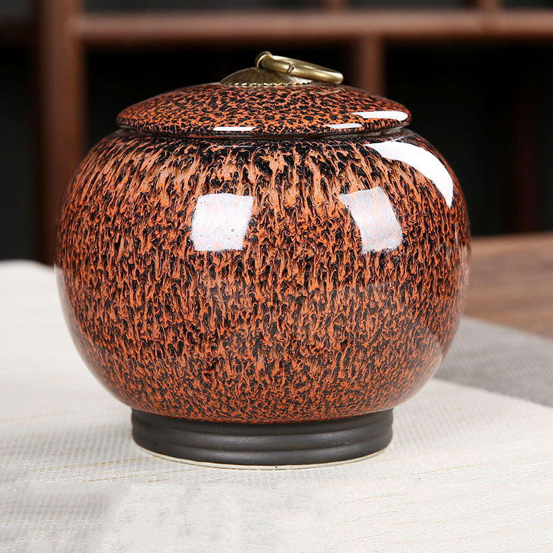 Ceramic Tea Box Tea Caddy Moisture Proof Sealed Jar Storage Tank Candy Jar Teas Container Teas Organizer Decorative Jar