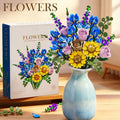 866pcs Botanical Flower Bouquet Set, Blue Iris Rose Plant Building Blocks, 3D Creative Desktop Decoration, Valentine Gift