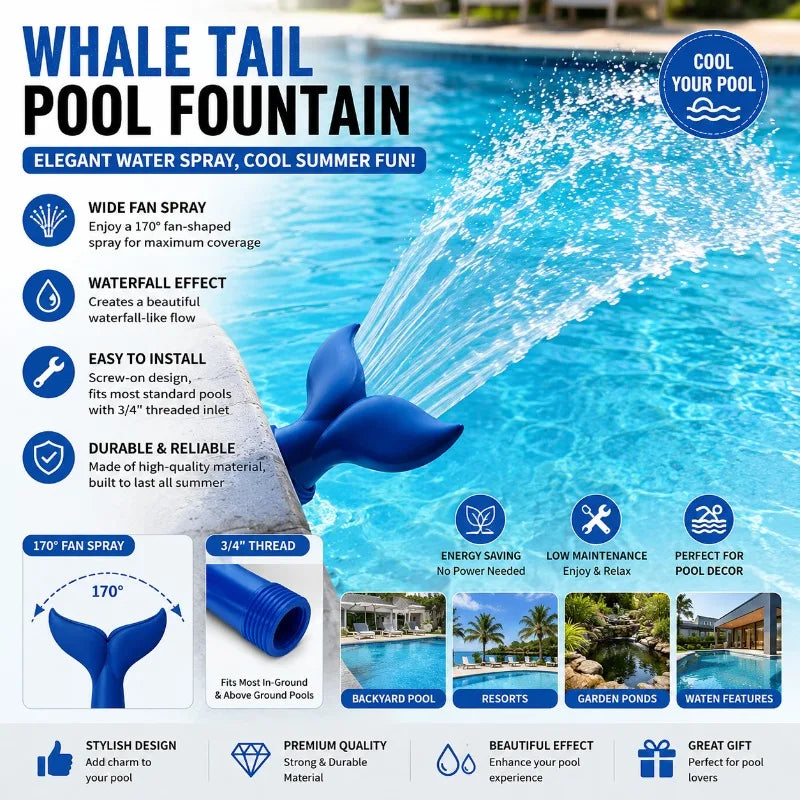 1pc 3/4 Inch Universal Pool Aerator Fountain - Lowers Water Temperature, Produces Waterfall Effect for Pools