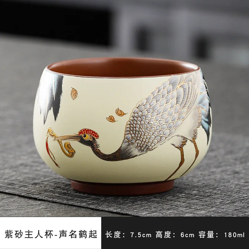 Vintage Purple Clay Tea Cup Chinese Traditional Arhat Cup Zisha Tea Set Accessories Ceramic Master Cup Travel Tea Bowl Teaware