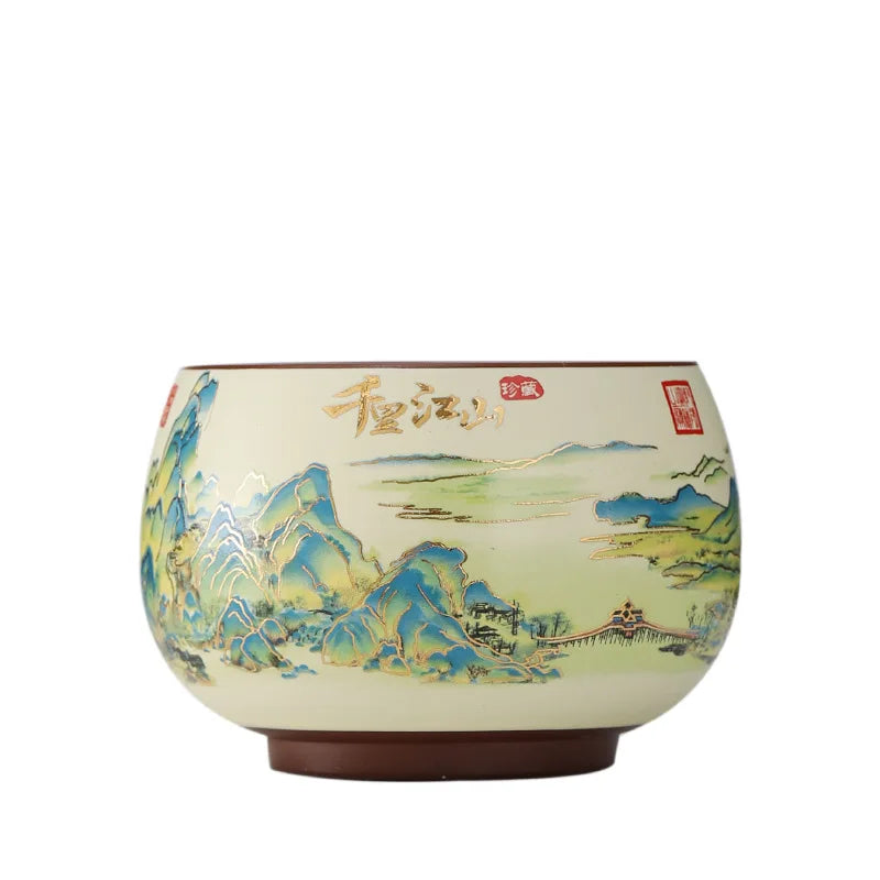 Vintage Purple Clay Tea Cup Chinese Traditional Arhat Cup Zisha Tea Set Accessories Ceramic Master Cup Travel Tea Bowl Teaware