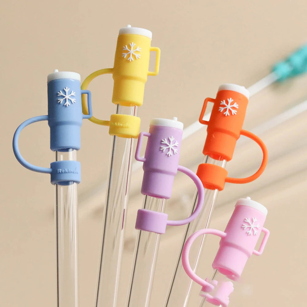 Straw Cover Cap for Stanley Tumblers Cup Accessories Cute Coffee Mug Ice Cream Shape Silicone Straw Dust Toppers Spill Stopper