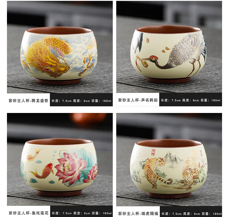 Vintage Purple Clay Tea Cup Chinese Traditional Arhat Cup Zisha Tea Set Accessories Ceramic Master Cup Travel Tea Bowl Teaware