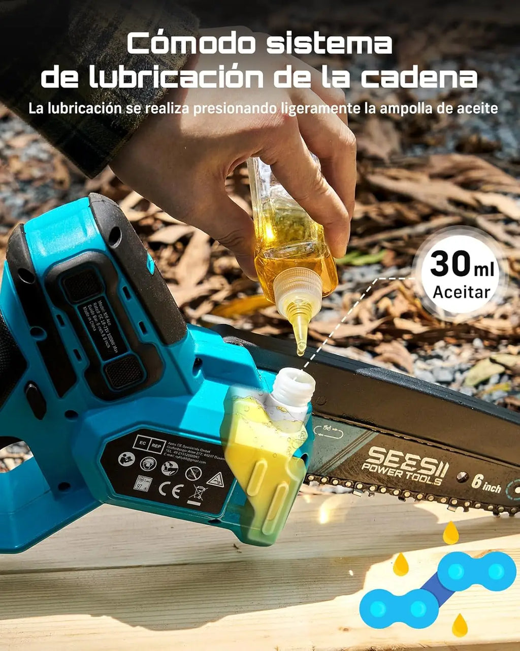 Seesii 6&8'' Brushless Cordless Electric Saw 1000W Electric Chainsaw Woodworking Garden Pruning Tools For Makita 18V Battery Pin