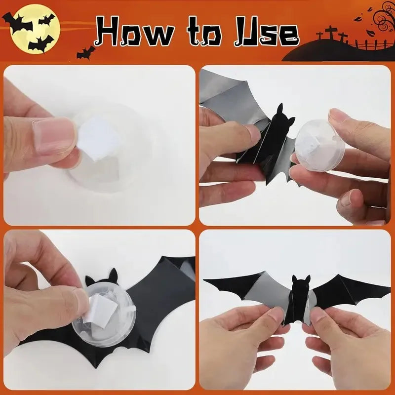 Halloween Decorations 3D Lighted Bats with Purple Green LED Lights Waterproof Window Wall Stickers for Indoor Outdoor Decor