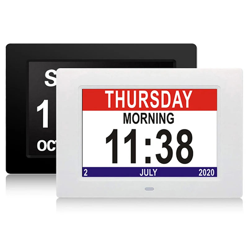 12 Alarms Digital LED Calendar Clock with Multi-Languages to Display. Medicine Time Reminder for Elder.Home Desk Wall Decoration