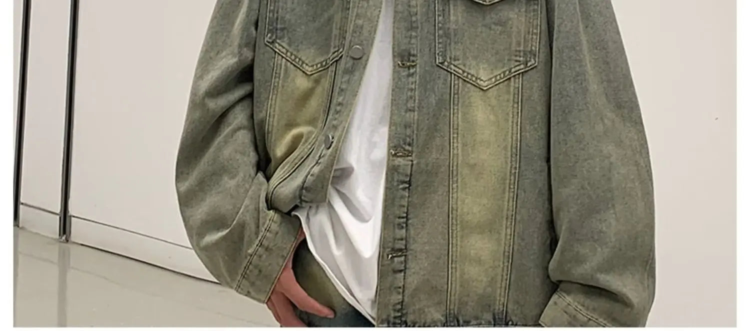 Denim Jackets for Men Baggy Vintage Personality Safari Style Trendy Urban Street Style Handsome Pockets Outwear American  Hombre