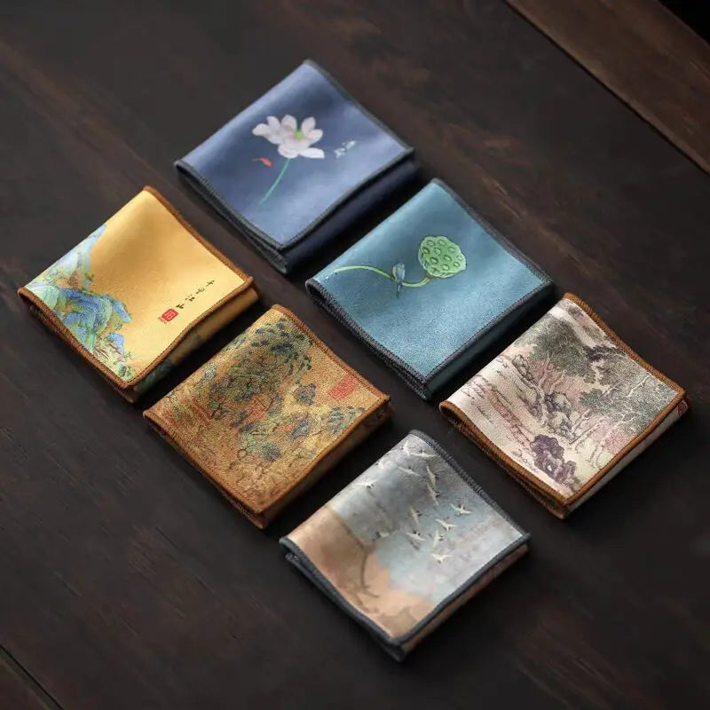 Double-sided tea towel, thickened tea cloth, absorbent towel, tea set, coffee table, tea tray, tea tablecloth, matcha table tea