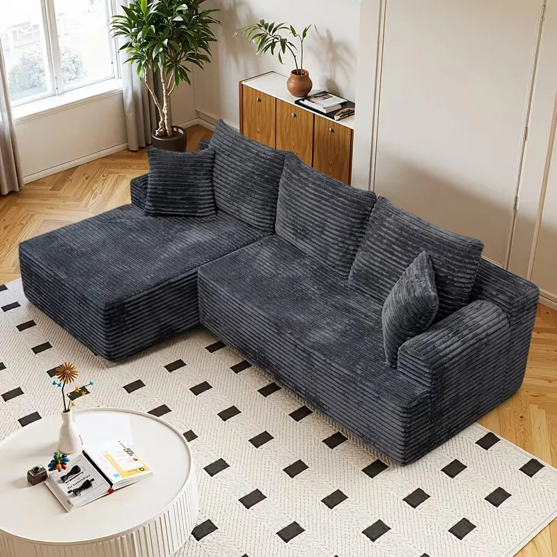 Modern L Shaped Convertible Sofa Bed 3 Seater Compressed Flat Pack Living Room Furniture Set Sofa for Small Spaces