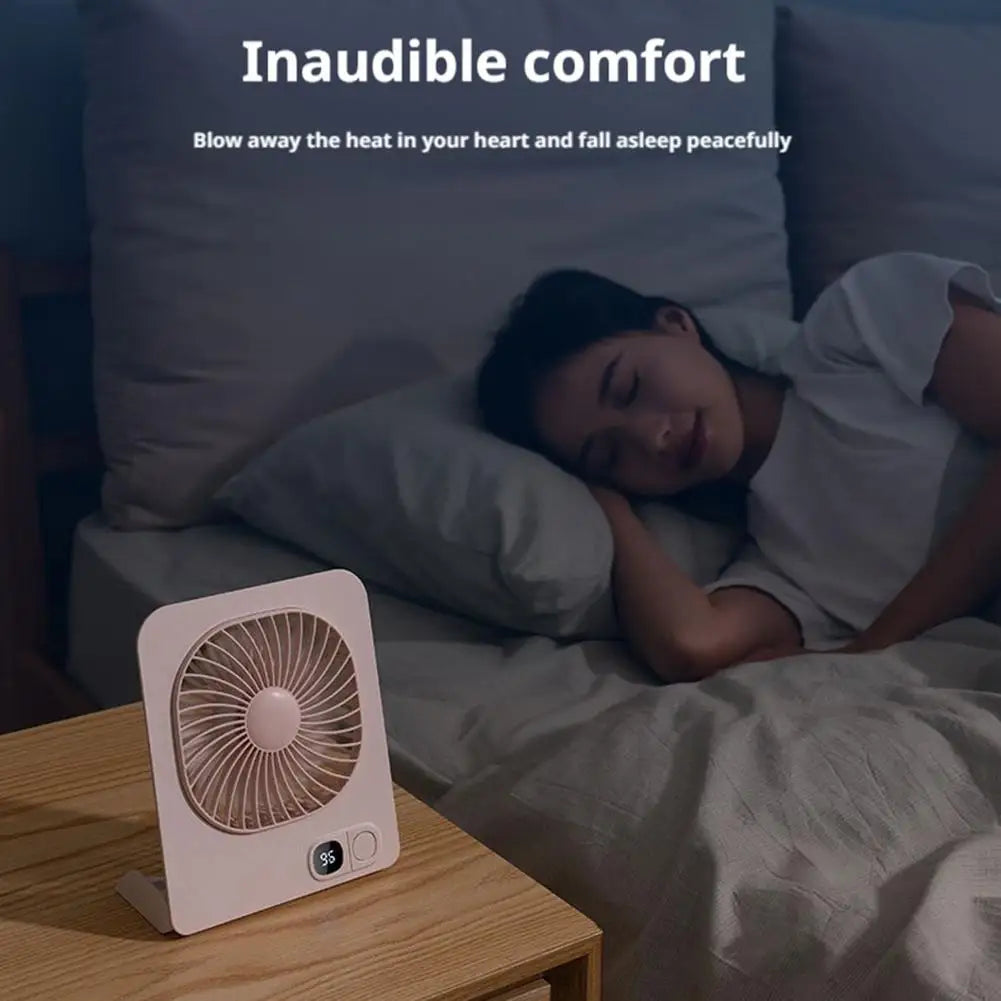 Portable Mini Desk Fan Table Power Display Ultra Quiet Hang Fan For Office Home USB Rechargeable Foldable Table Fan With 5 Gear