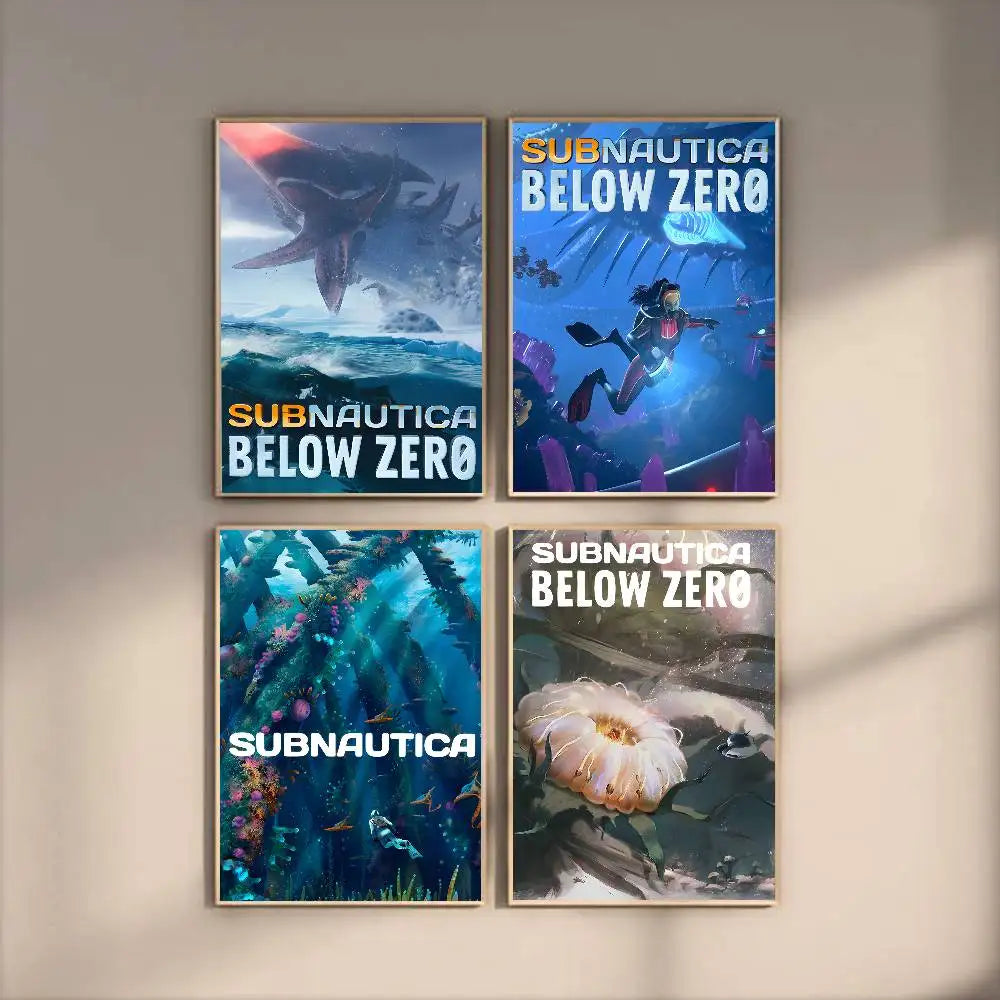 Anime Subnautica Poster HD Home Decor Sticky Wall Waterproof Home Living Room Bar Aesthetic Decor