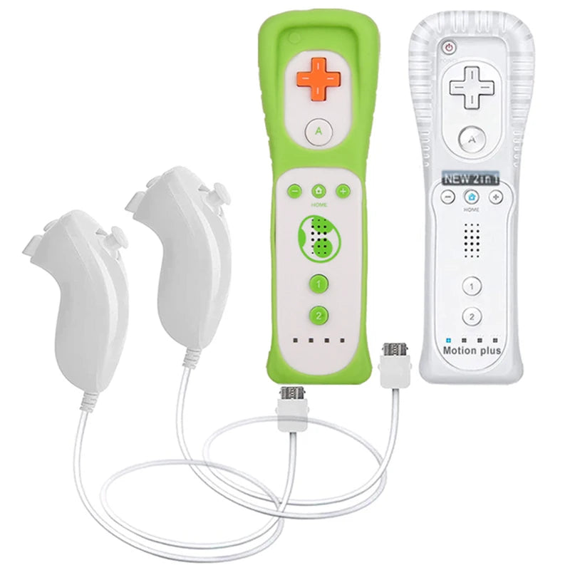 2PCS Remote Controller with Nunchuck Controller for Wii Console Wireless Gamepad with Motion Plus for  Wii Games Control
