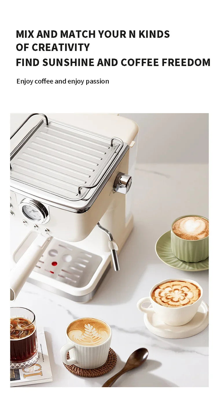 220V Italian Espresso Coffee Machine Stainless Steel Coffee Maker Semi-automatic Commercial Milk Frother Espresso Machine Office