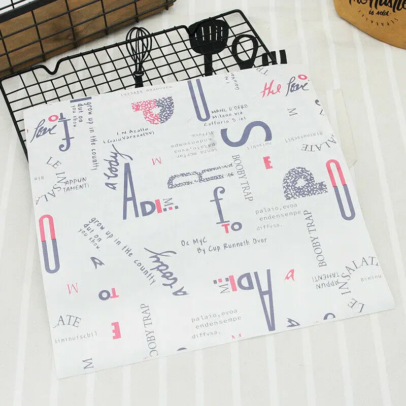 50Pcs/Lot Oil-Proof Wax Paper Food Grade Wrapping Paper for Sandwich Hamburger Fries Dessert Candy Bread Kitchen Baking Tools