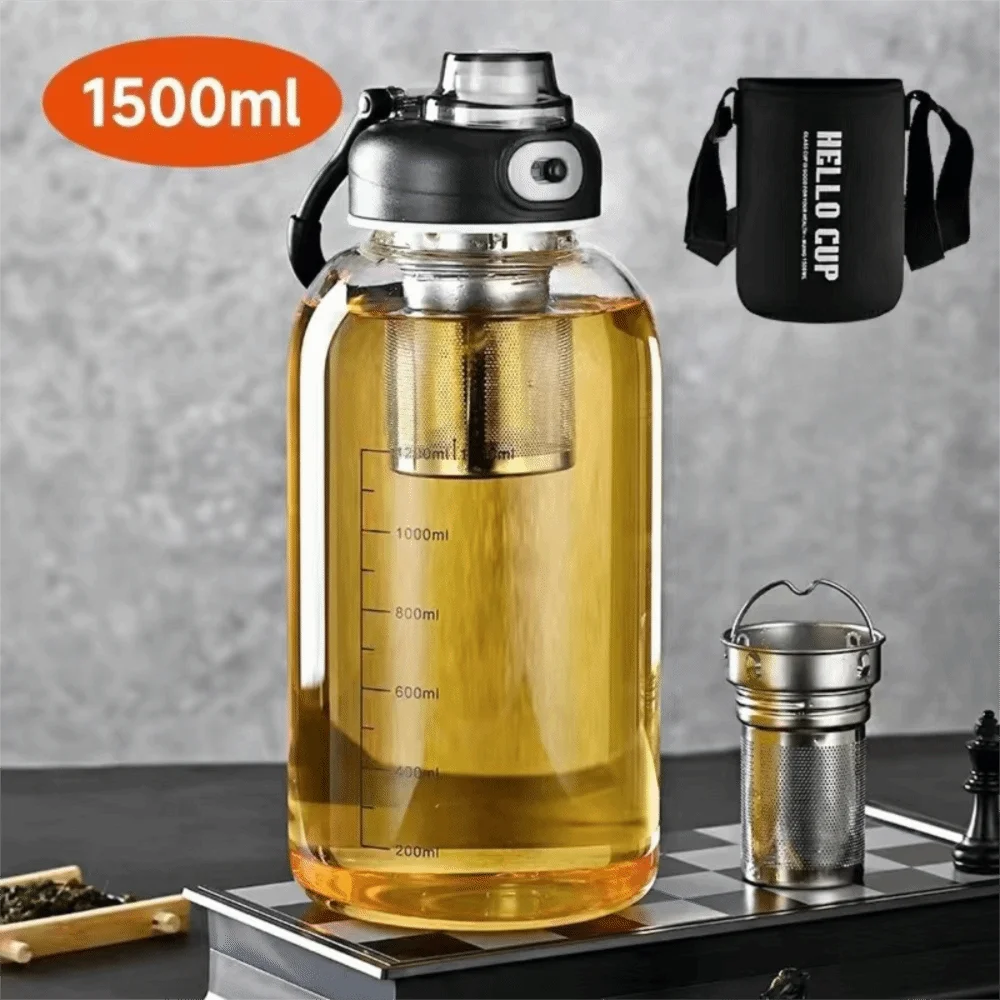 Tea Separation Glass Tea Cup Double Drinking with Handle Water Cup Large Capacity High Temperature Resistant Portable Kettle