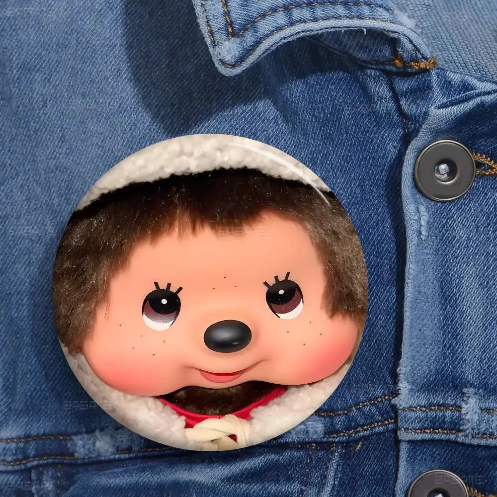 M-Monchhichi Cute Anime Brooches Cute Cartoon  Badge Jacket Jeans Lapel Pin Gift Accessorie