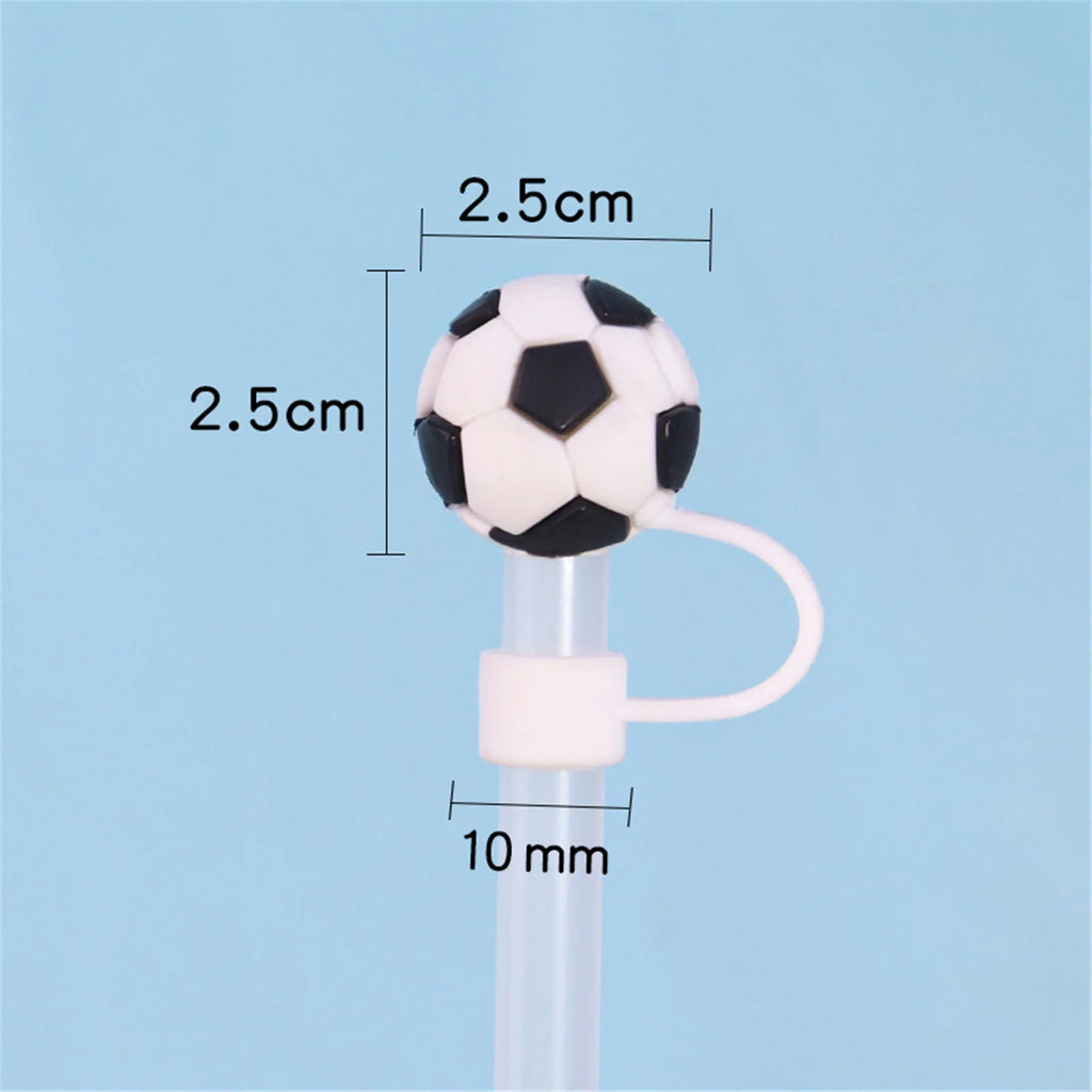 Sports Ball Straw Covers Cap For Stanley Tumblers Cup Cute Football Basketball Straw Cap Stopper For Reusable Straws Tip Lids
