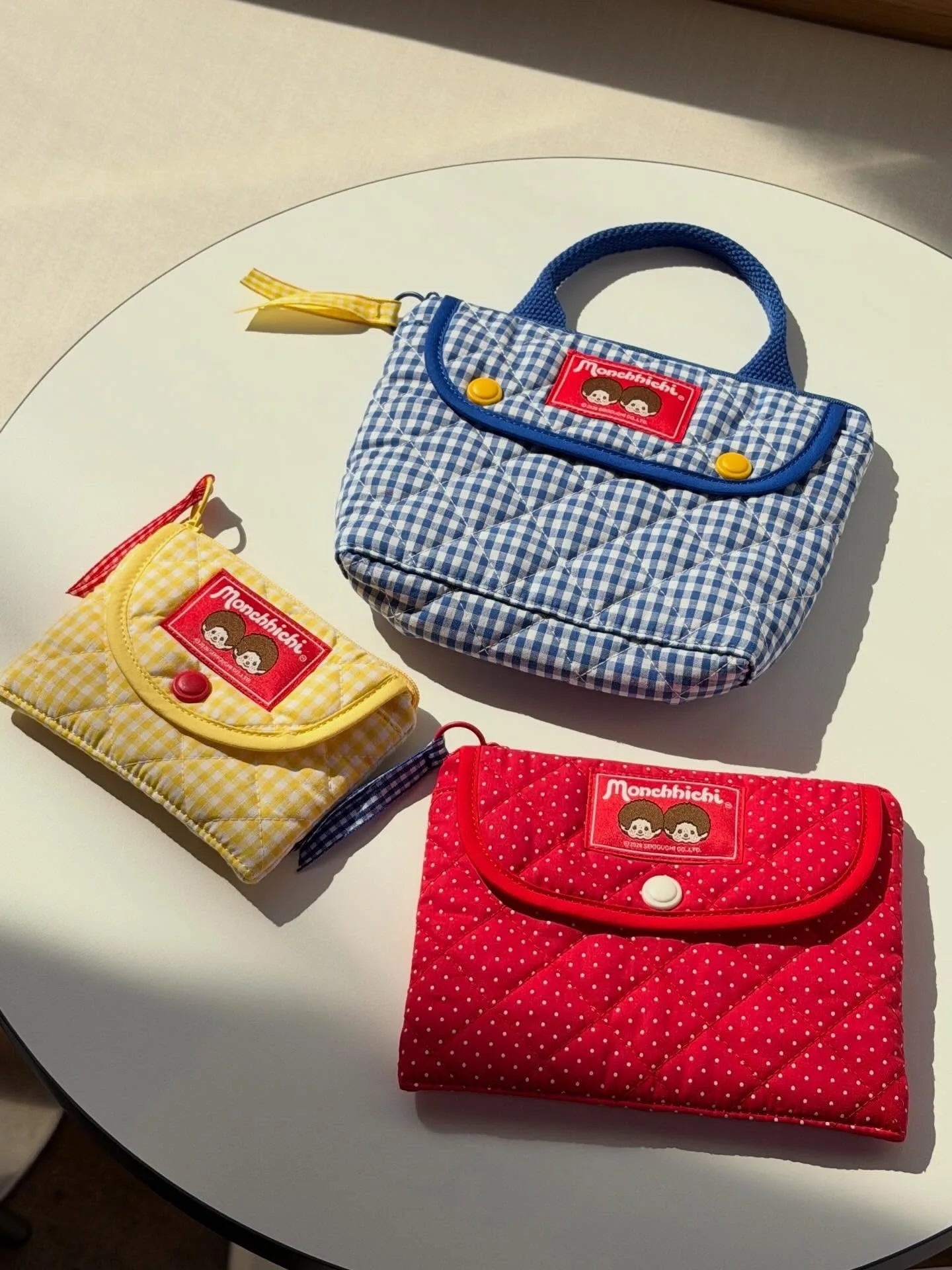 Cute Cartoon Monchhichi, Compact Storage of Sundries, Change, Card Holder, Three-piece Travel Portable Toiletry Bag Gift