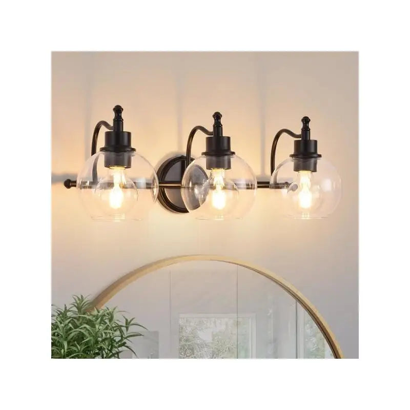 3-Light Brushed Gold Bathroom Vanity Light Fixture, 22-Inch Modern Wall Lighting Over Mirror with Clear Glass Shades for Living