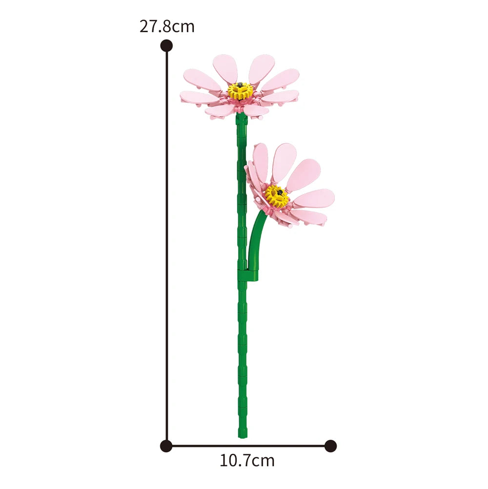 Creativity Potted Plants Bouquet Rose Lily Flower Home Desk Plant Decoration Assemble Building Blocks Bricks Toys Girls Gift